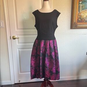 SLNY Black and Purple Floral Dress